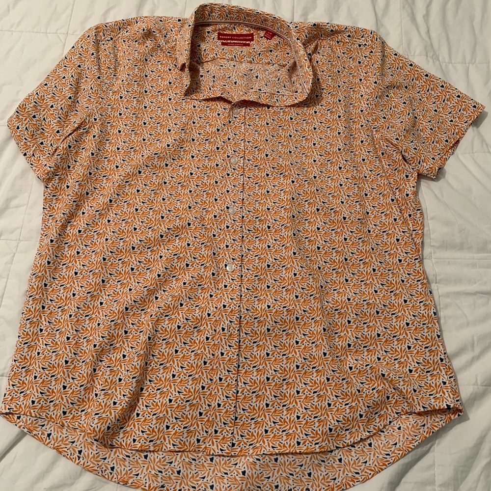 Report Collection Orange and White Patterned Shirt